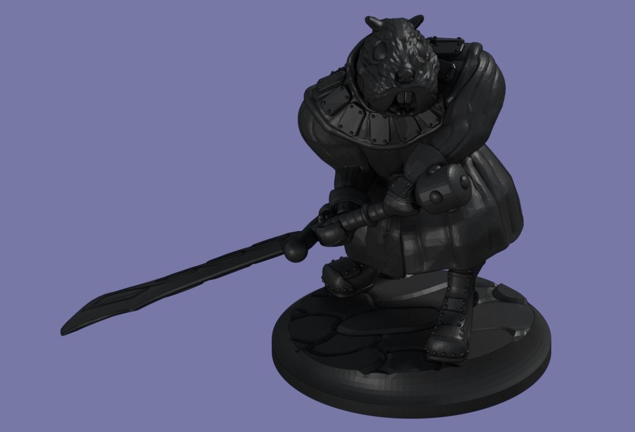 Gregario the Half Hamster Warrior 3D print model_1
