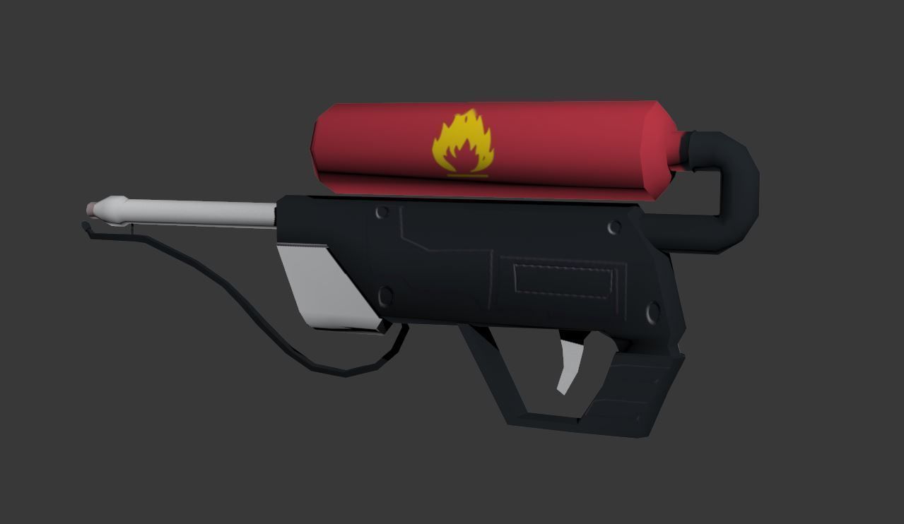 Low Poly Flame Thrower gun Low-poly 3D model_1