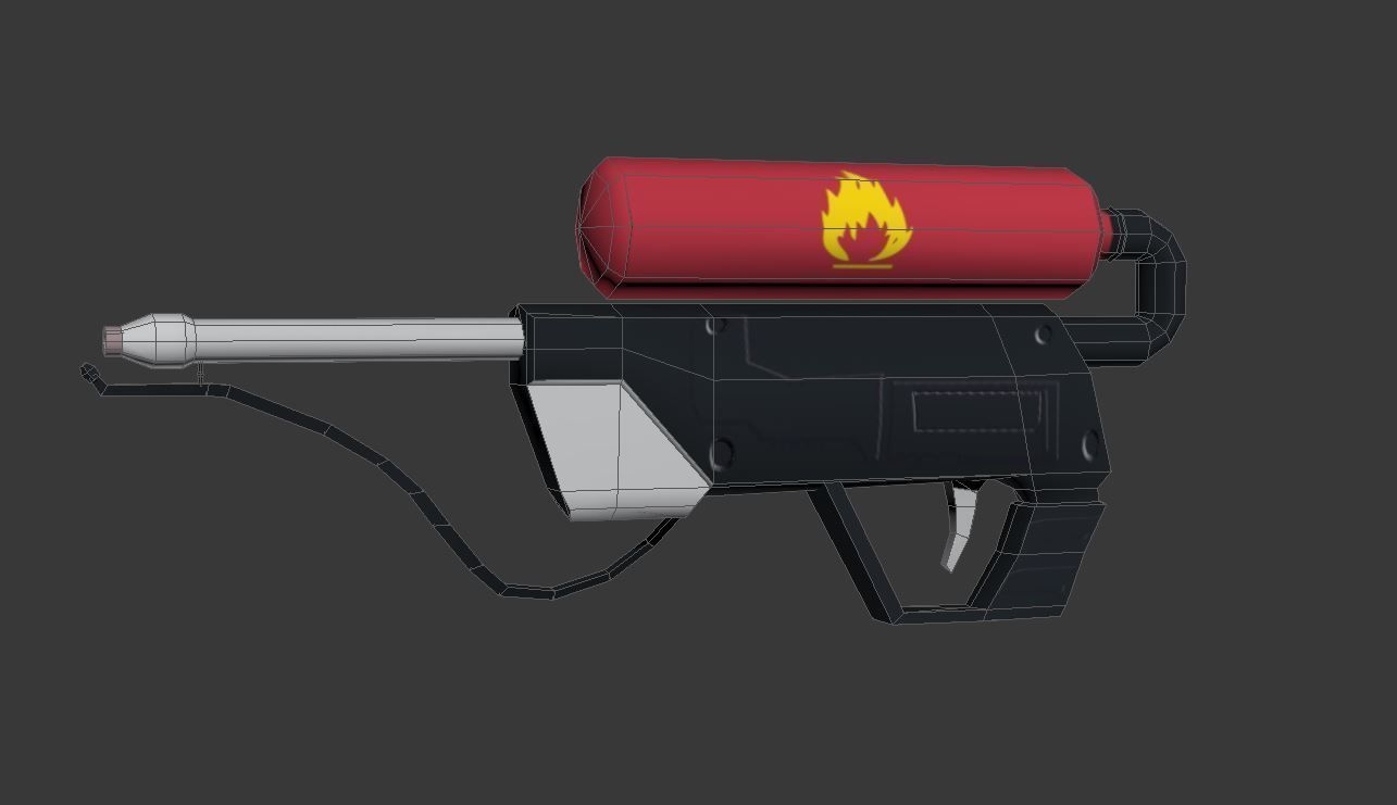 Low Poly Flame Thrower gun Low-poly 3D model_2