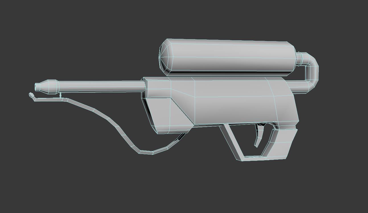 Low Poly Flame Thrower gun Low-poly 3D model_4