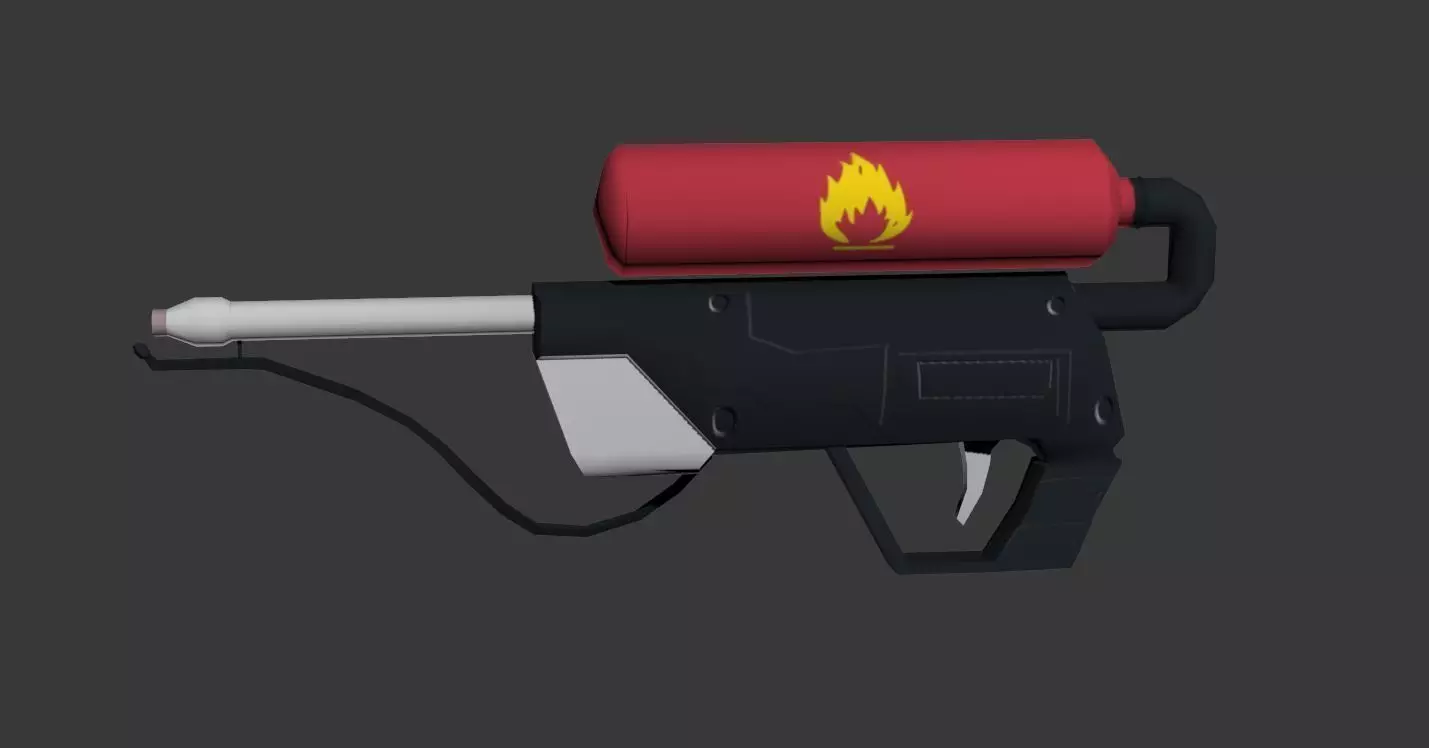 Low Poly Flame Thrower gun Low-poly 3D model_0