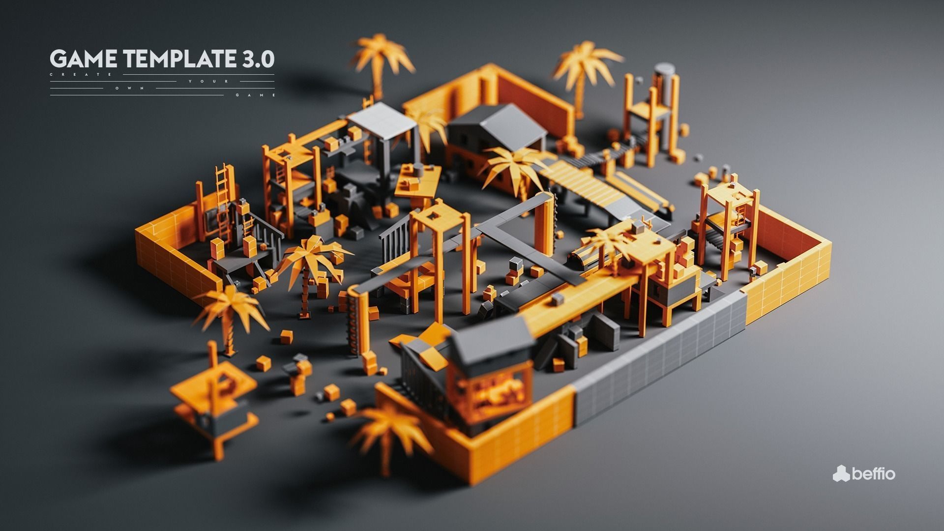 Game Template - Prototype Elements Low-poly 3D model_4