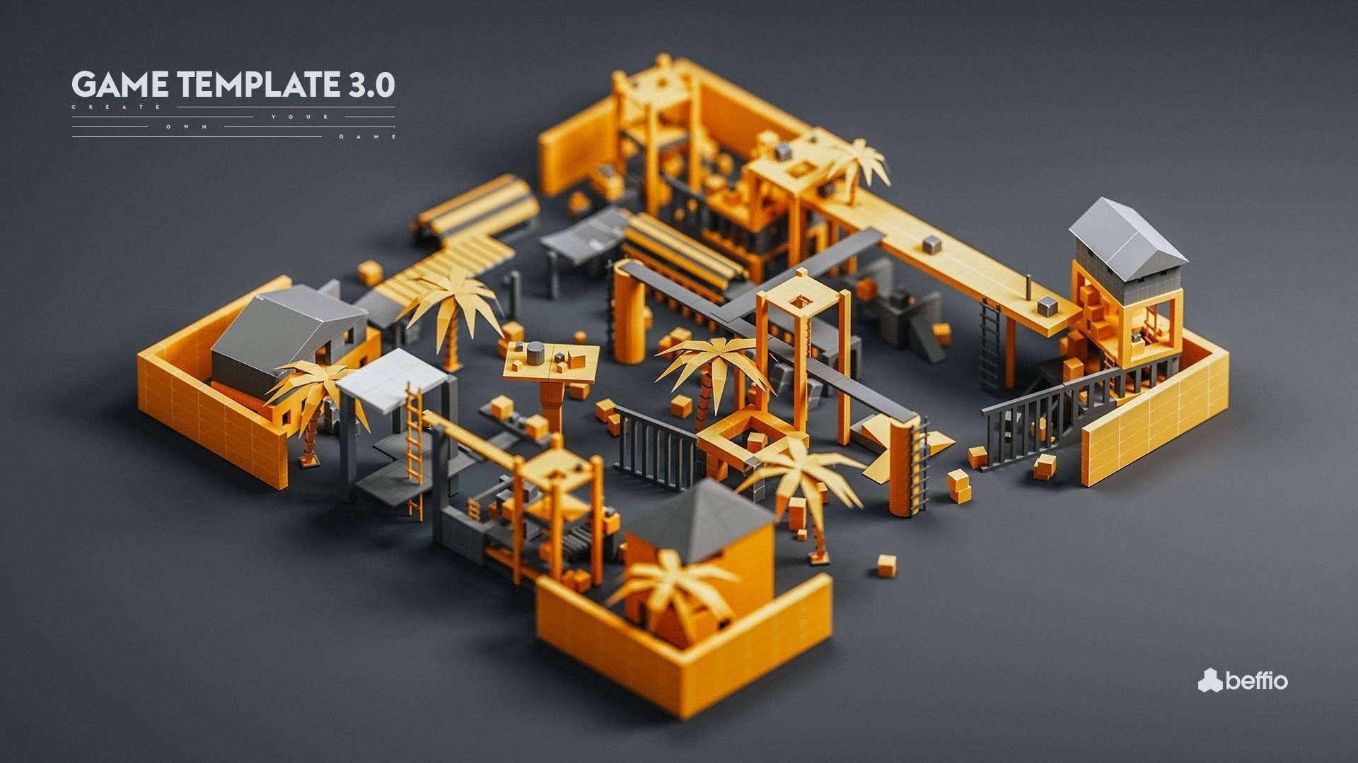 Game Template - Prototype Elements Low-poly 3D model_0