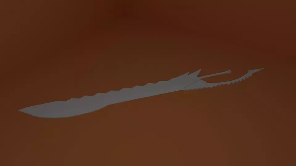 Sword Black gold saw black white Low-poly 3D model