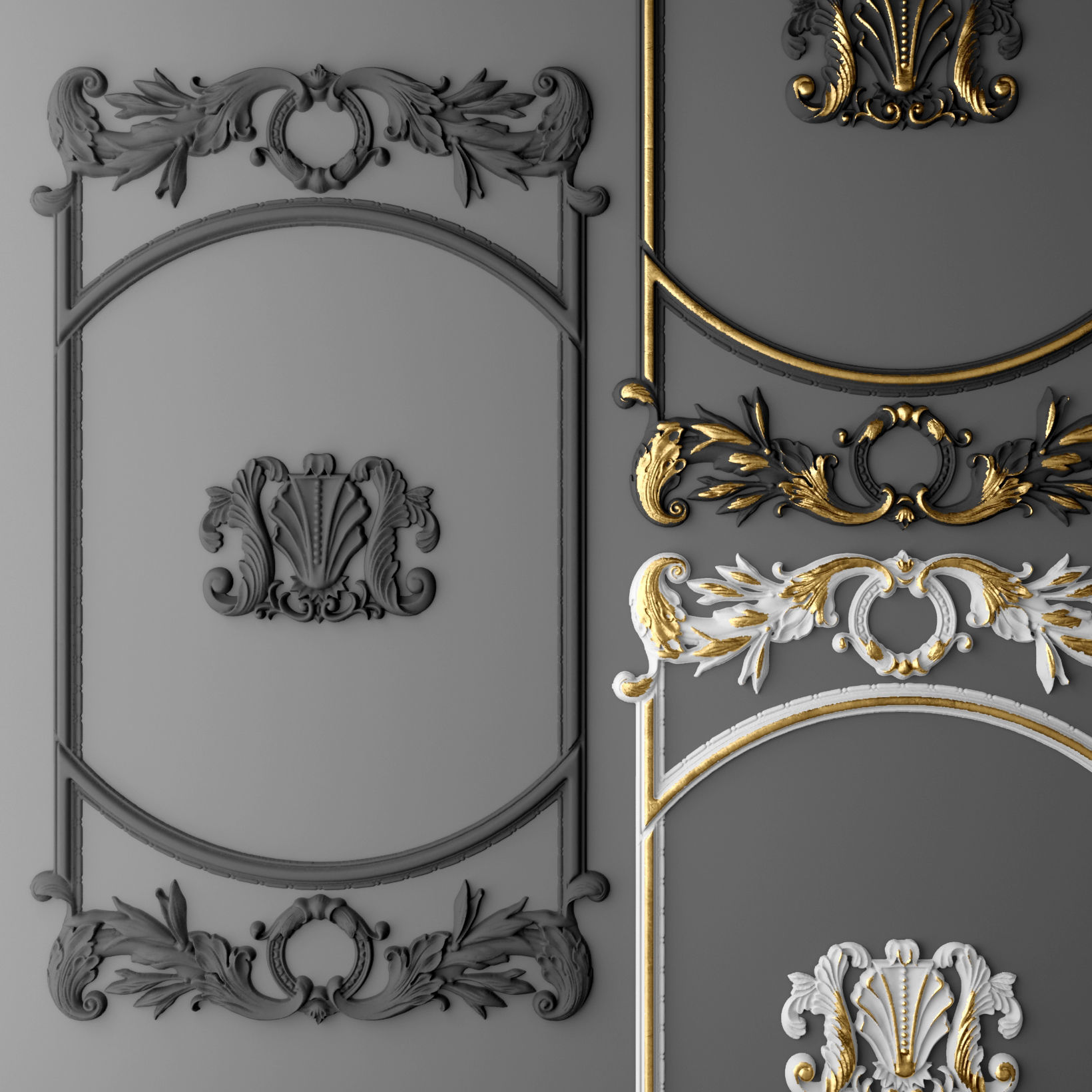 Collection stucco molding frame 2 3D model_3