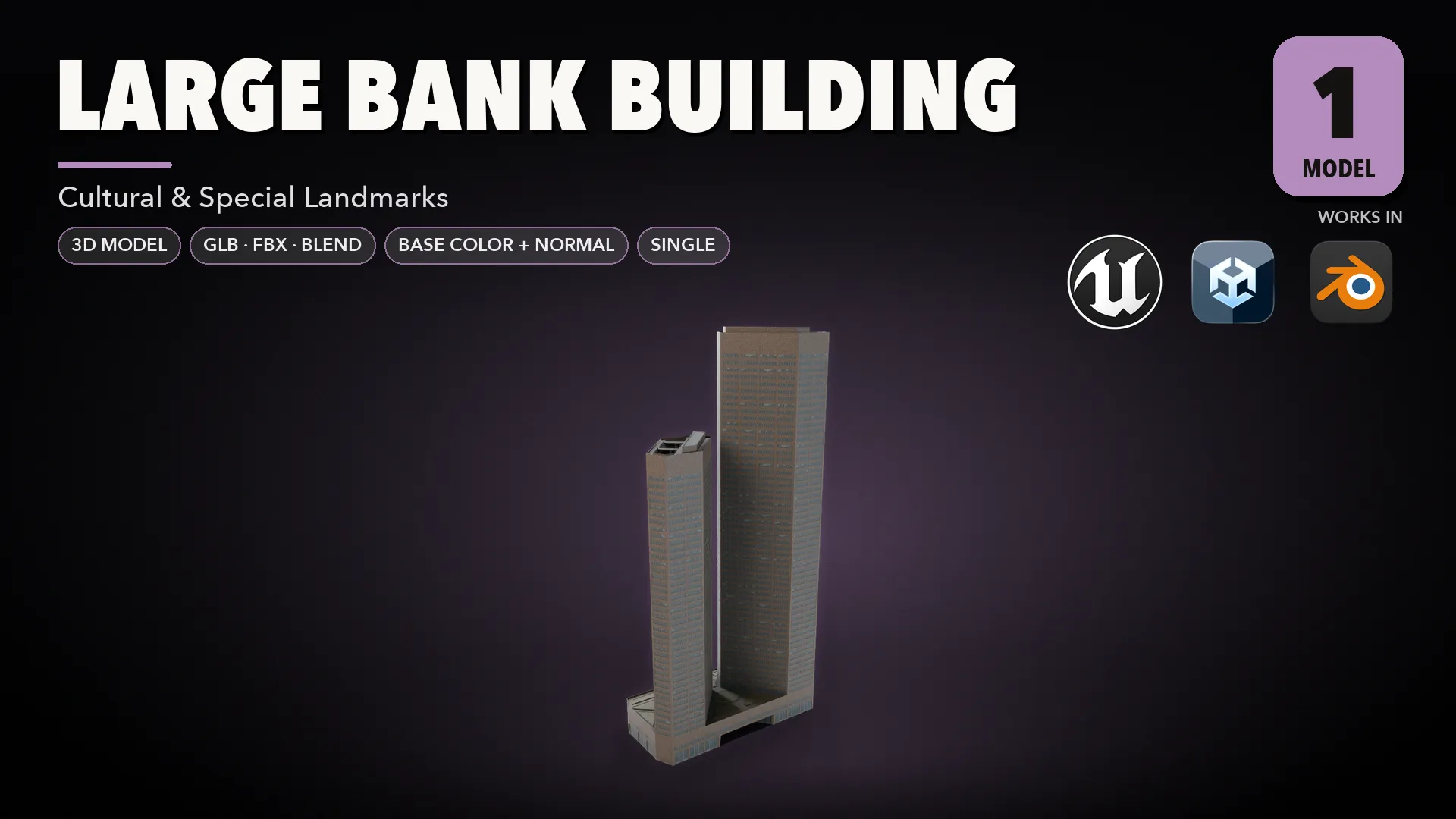 Unity Bank Building Picture 3D model Large Bank Building VR / AR / low-poly | CGTrader
