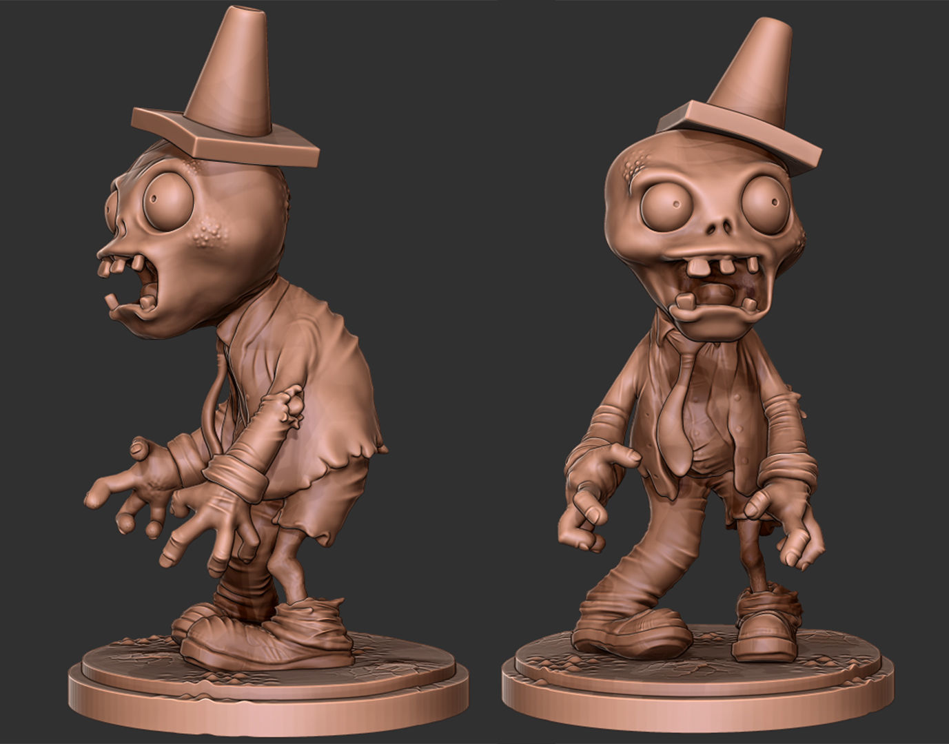Zombie with a cone  3D model_1