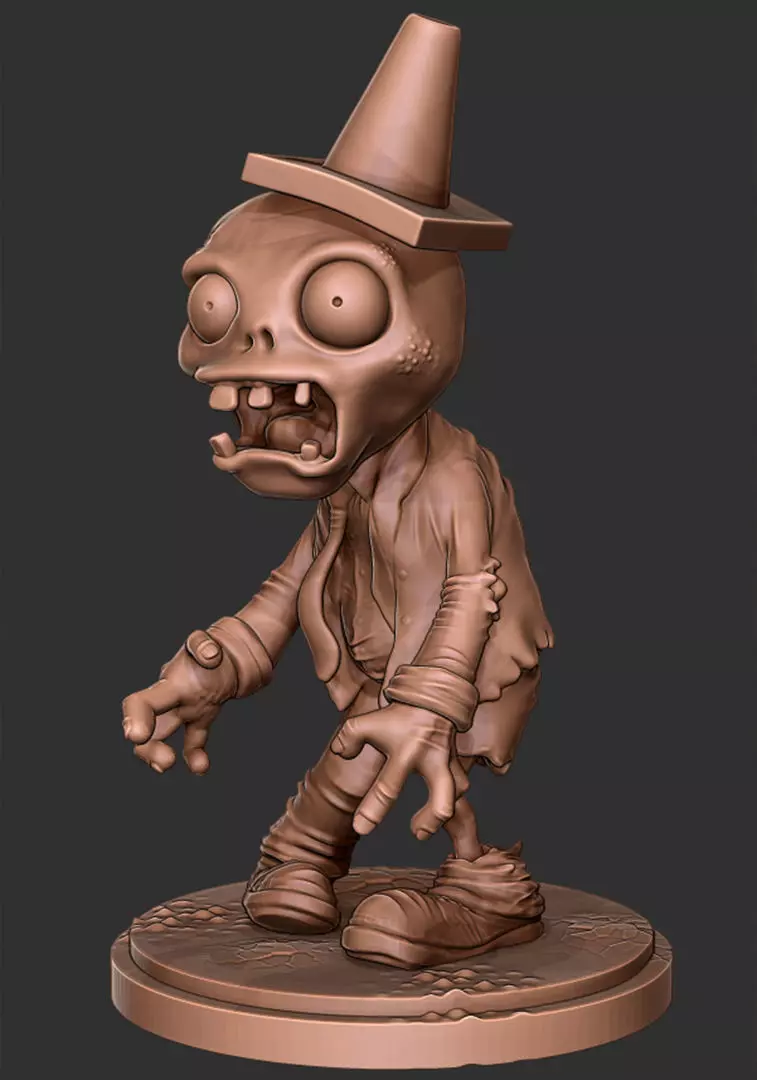Zombie with a cone  3D model_0