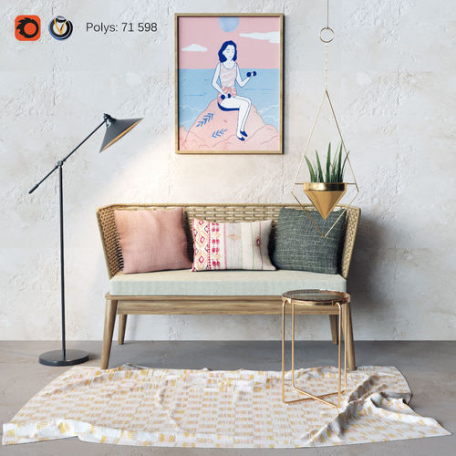 Decorative set for the living room 3D model