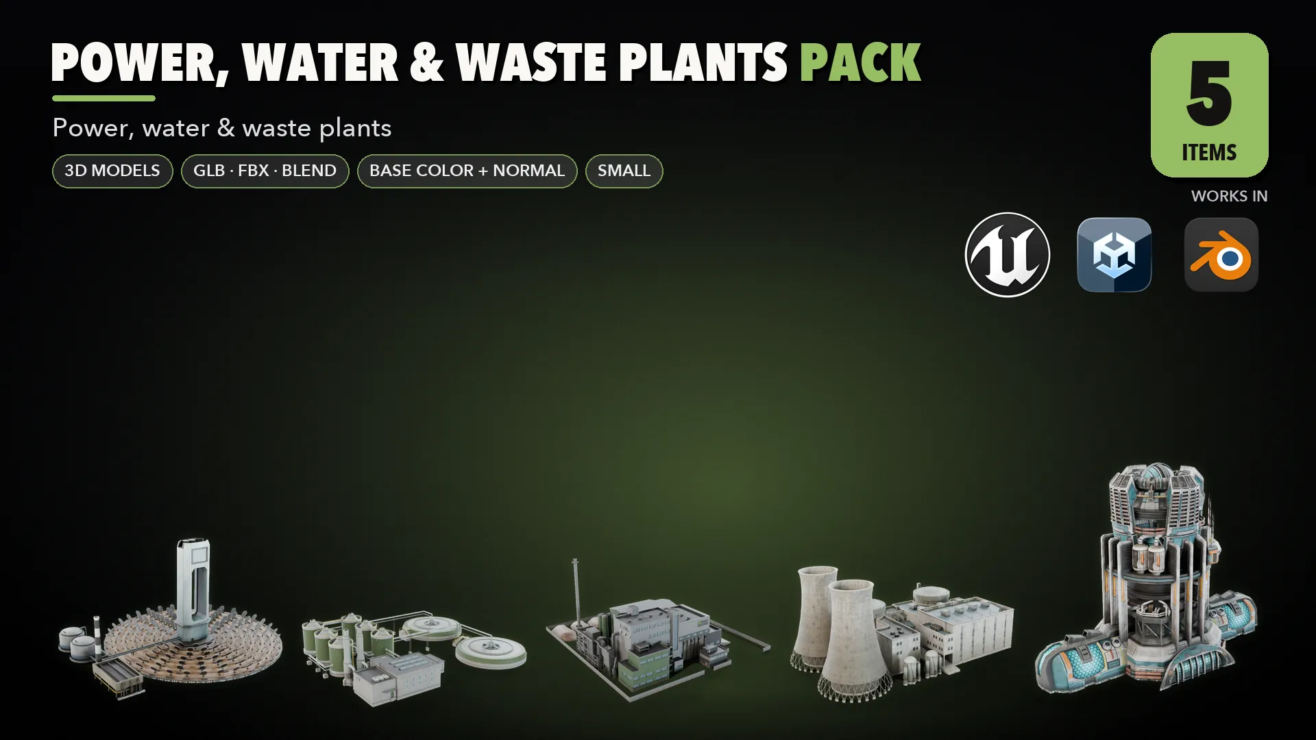 Water Science Model Power Water and Waste Plants Pack Small 3D model | CGTrader