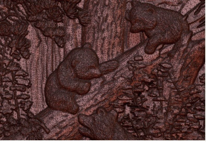 Morning in a Pine Forest bas relief Bears  3D print model_7