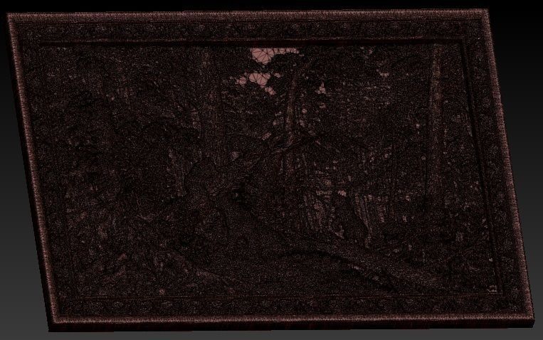 Morning in a Pine Forest bas relief Bears  3D print model_3