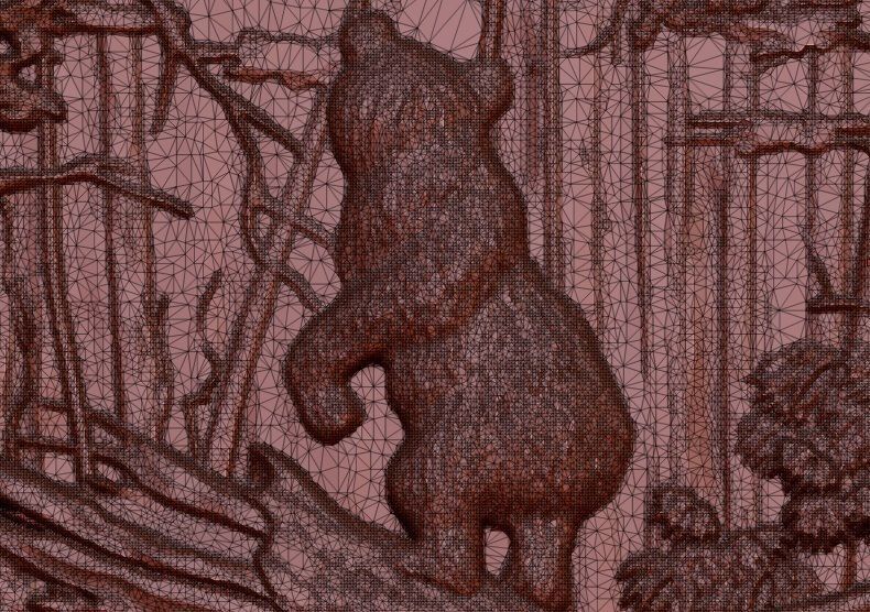 Morning in a Pine Forest bas relief Bears  3D print model_8