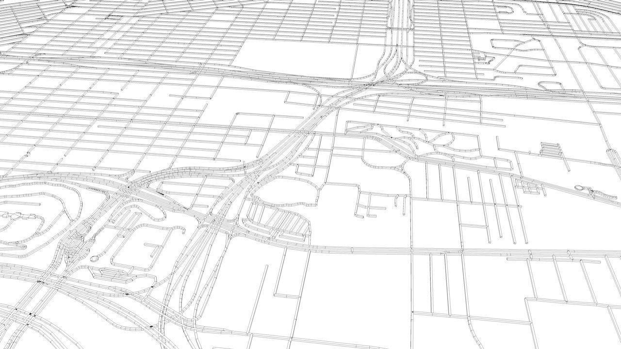 El Paso and Ciudad Juarez Road Network and Streets 3D model_10