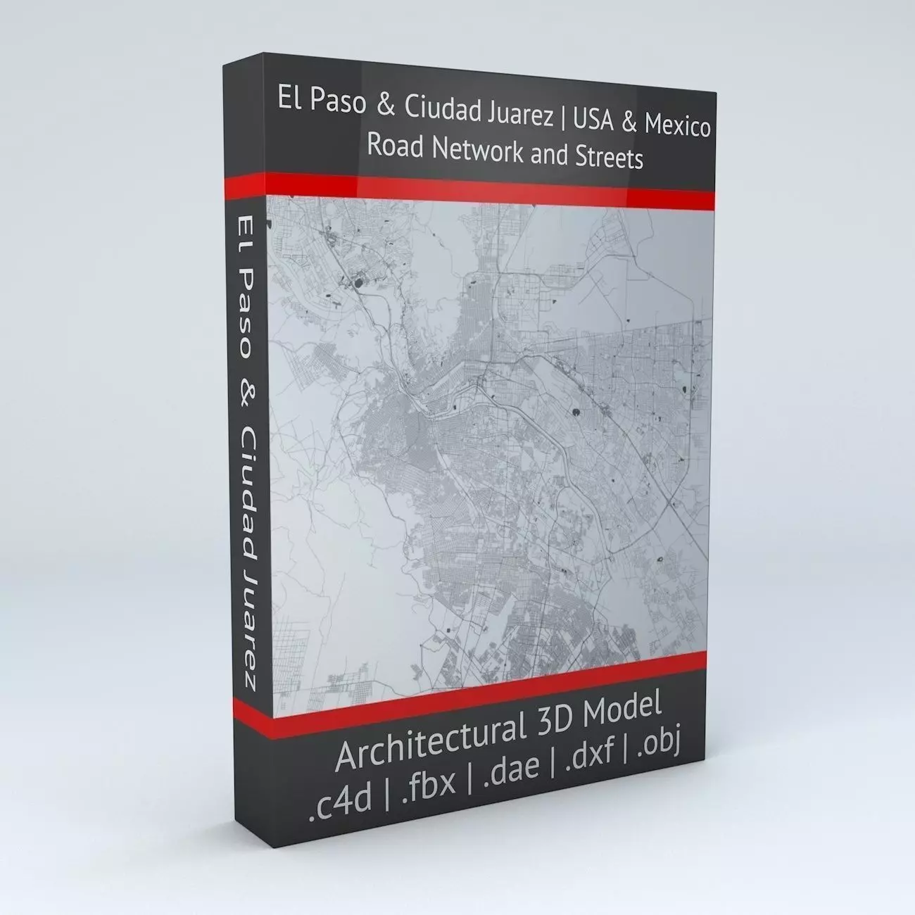 El Paso and Ciudad Juarez Road Network and Streets 3D model_0