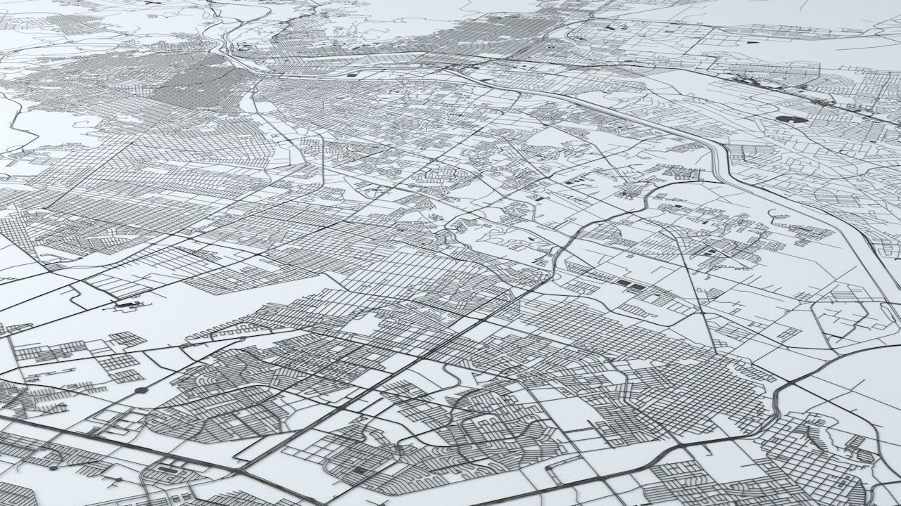 El Paso and Ciudad Juarez Road Network and Streets 3D model_5