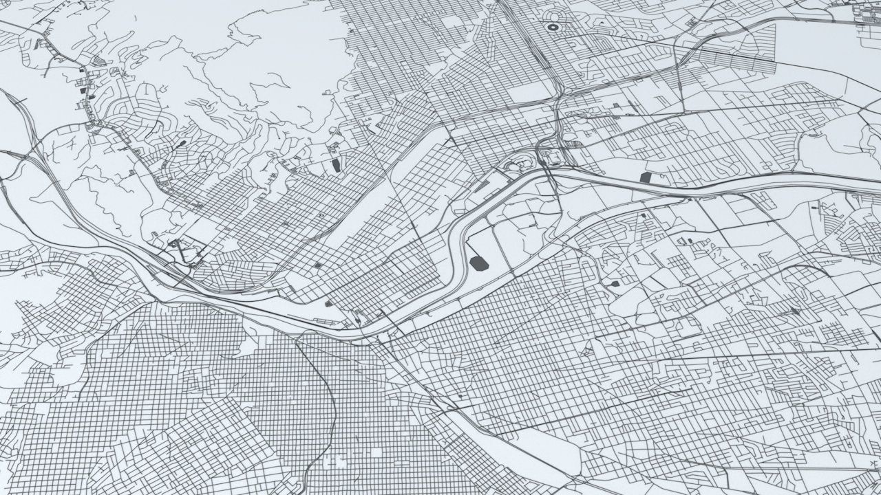 El Paso and Ciudad Juarez Road Network and Streets 3D model_2