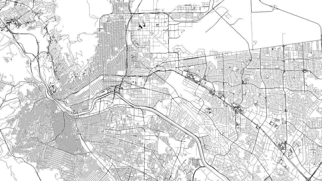 El Paso and Ciudad Juarez Road Network and Streets 3D model_8