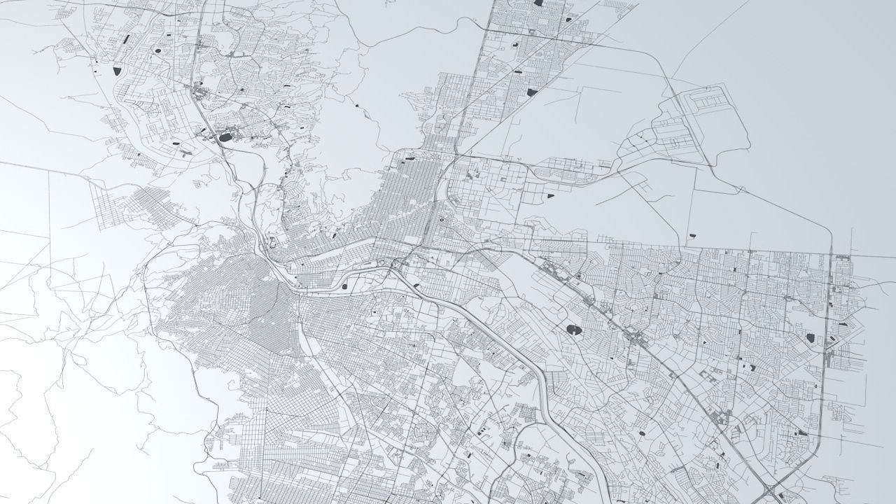 El Paso and Ciudad Juarez Road Network and Streets 3D model_3