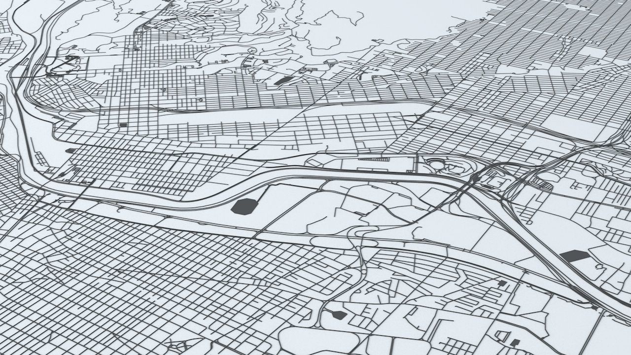 El Paso and Ciudad Juarez Road Network and Streets 3D model_4