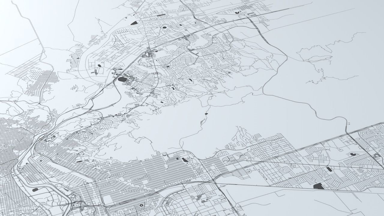 El Paso and Ciudad Juarez Road Network and Streets 3D model_6