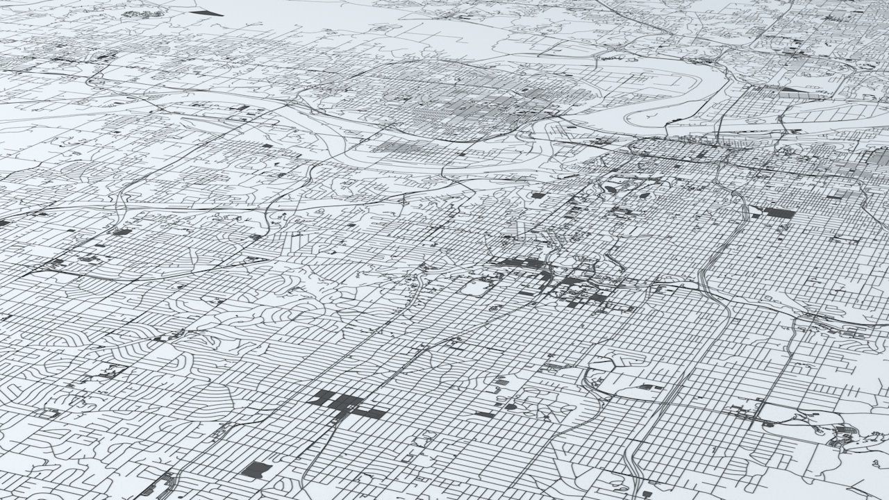 Kansas City Road Network and Streets 3D model_4
