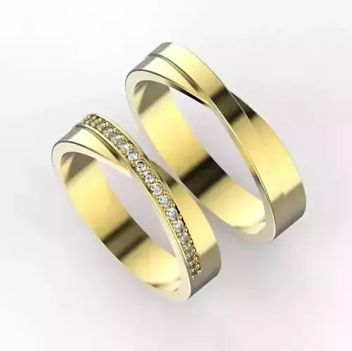 Twisted wedding bands 3D print model
