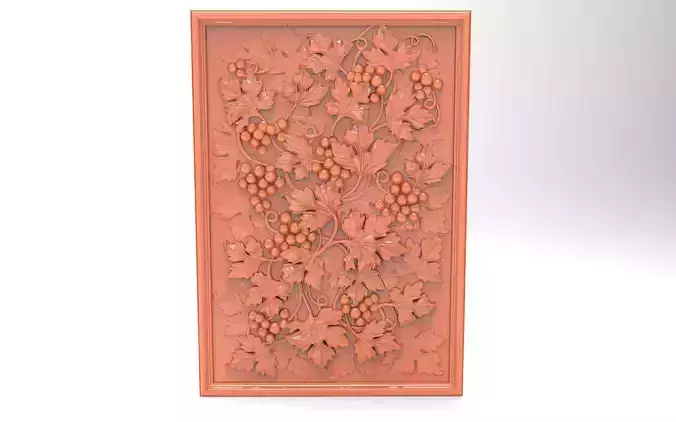 Grape with leaves Bas relief