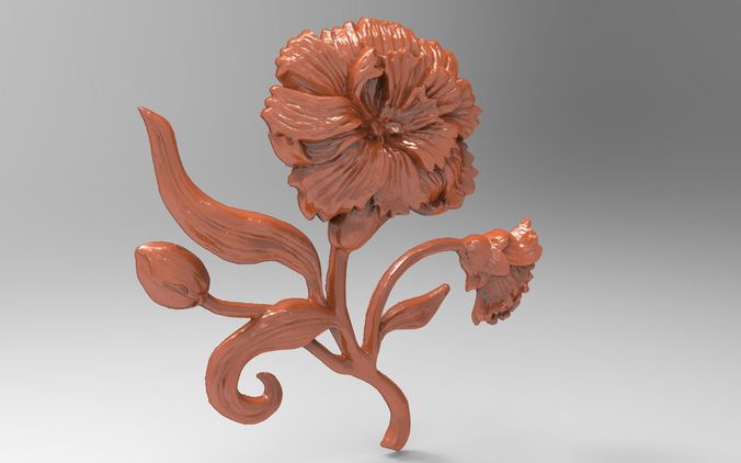 Carnation bas relief for CNC 3D print model