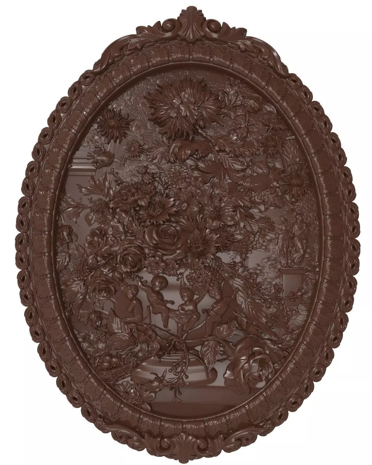 Flowers composition bas relief for CNC 3D print model