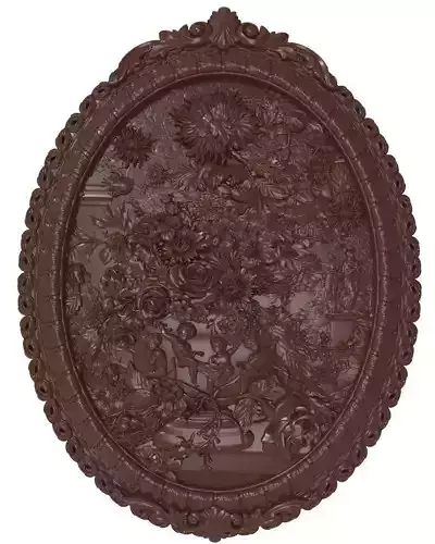 Flowers composition bas relief for CNC