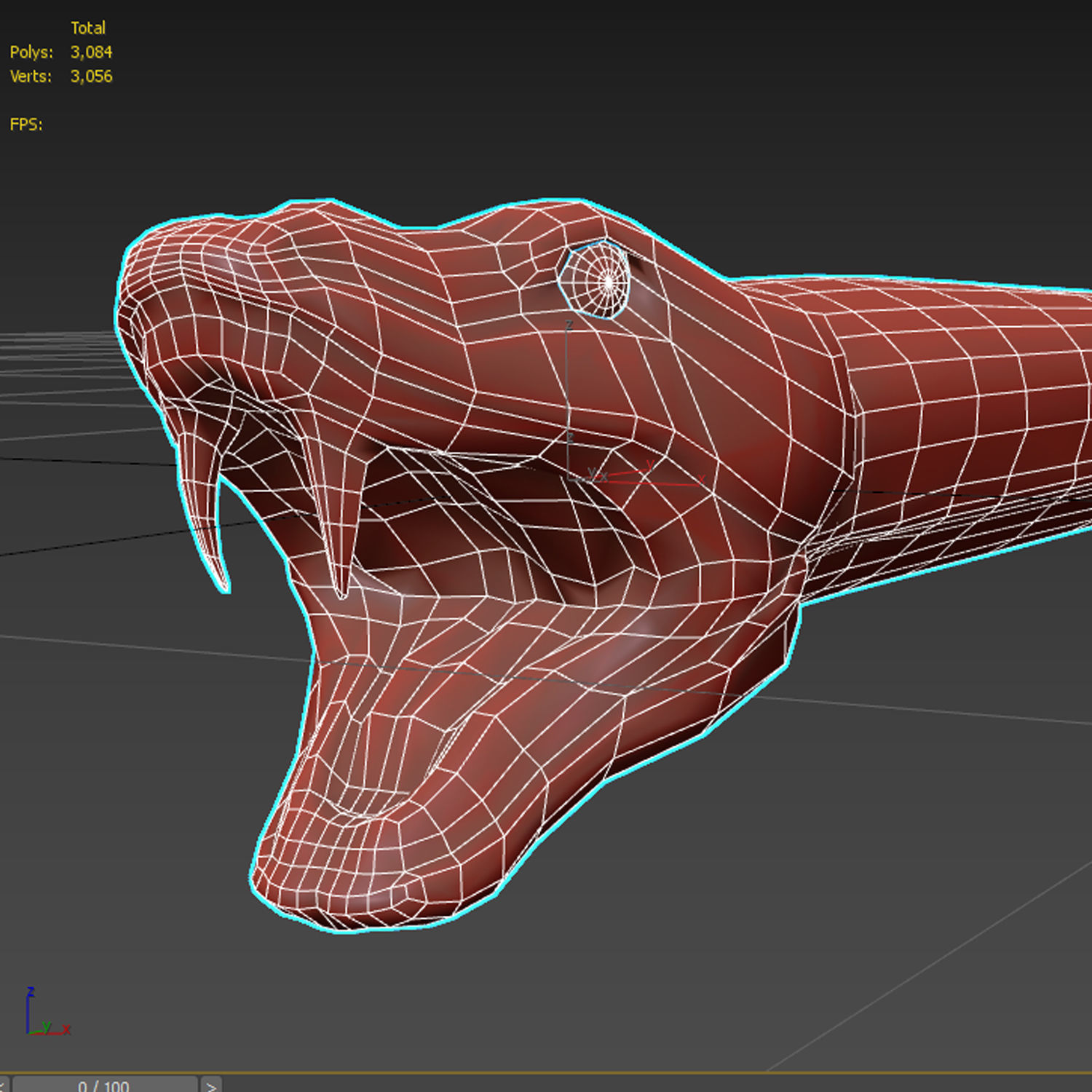 snake head Low-poly 3D model_3