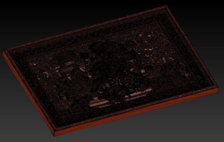 Flowers composition in the frame bas relief for CNC 3D print model_2