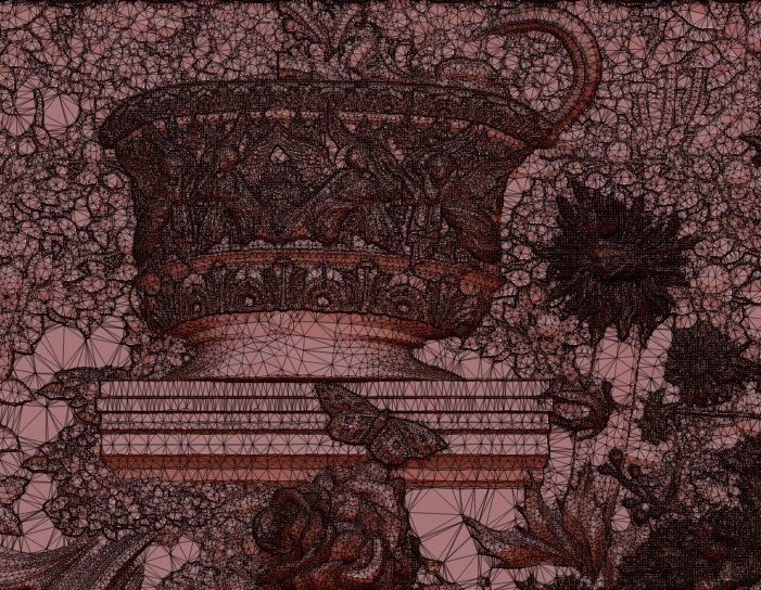 Flowers composition in the frame bas relief for CNC 3D print model_5