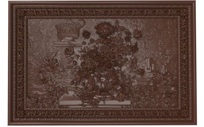 Flowers composition in the frame bas relief for CNC 3D print model