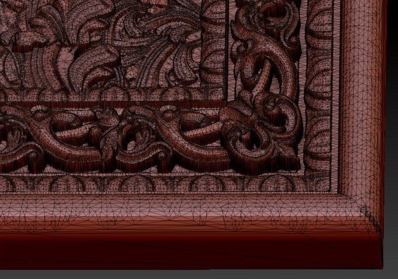 Flowers composition in the frame bas relief for CNC 3D print model_8