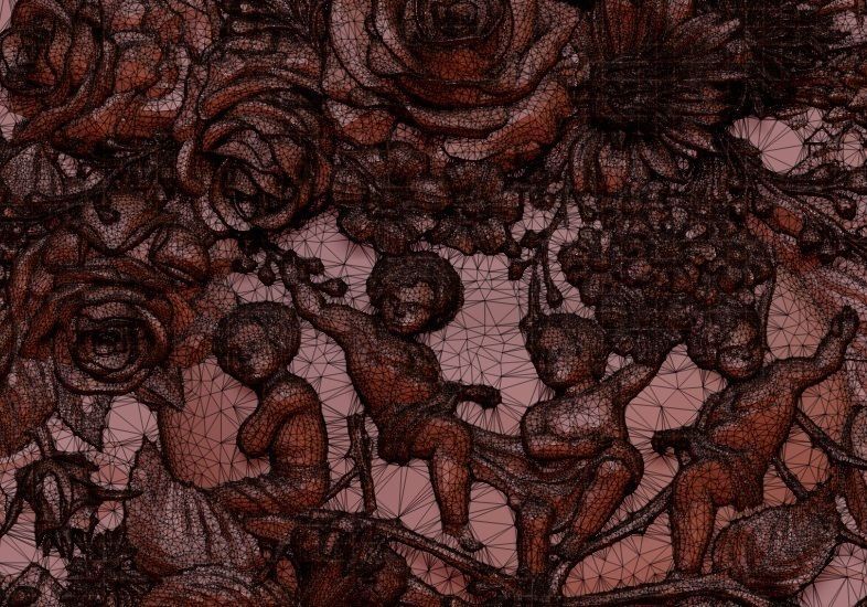 Flowers composition in the frame bas relief for CNC 3D print model_7