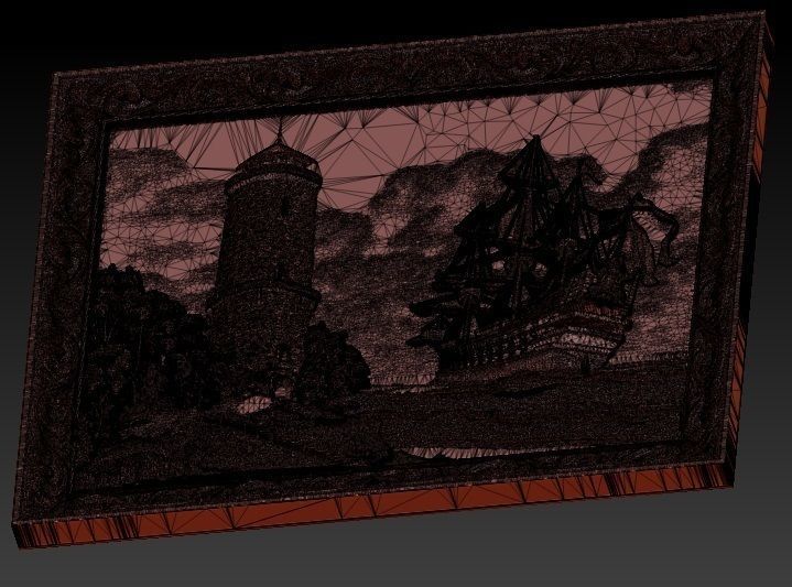 Lighthouse and sailboat bas relief for CNC 3D print model_3