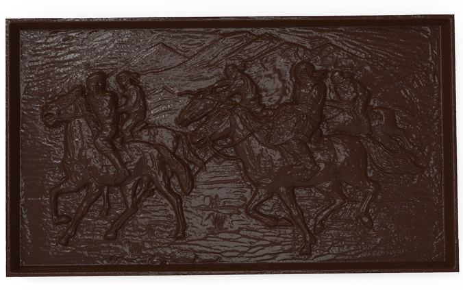 Asian horsemen Bas relief for CNC 3D print model