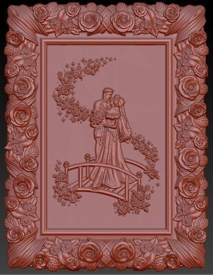 Newlyweds Just married bas relief for CNC 3D print model_2