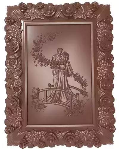 Newlyweds Just married bas relief for CNC 3D print model