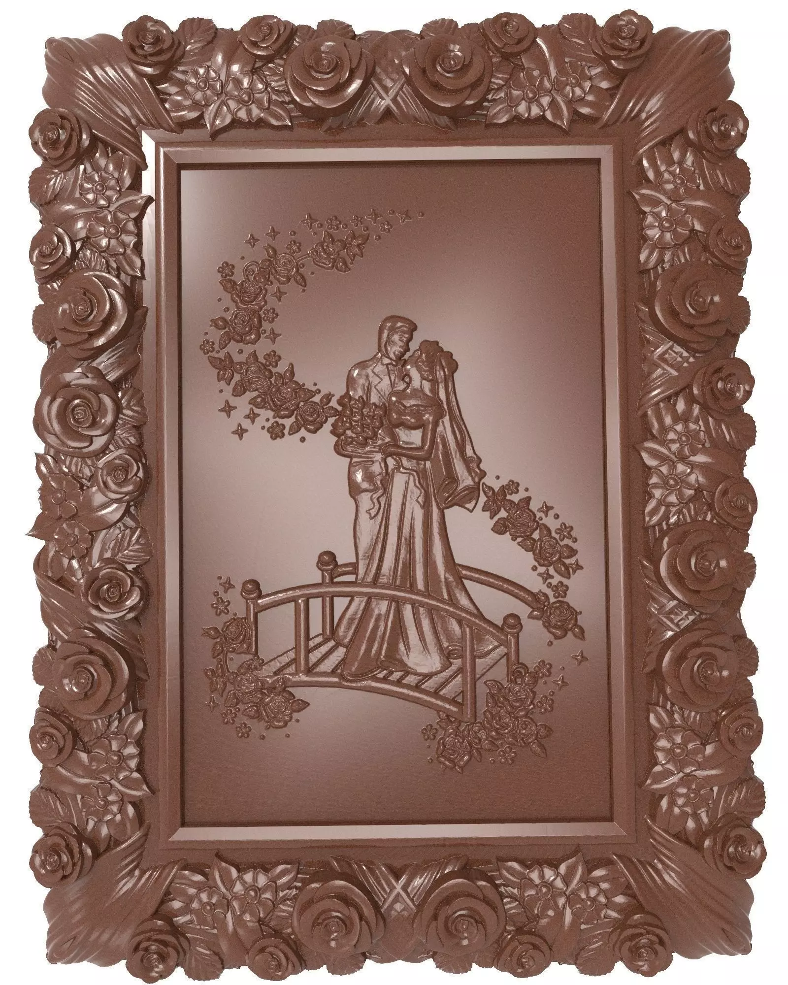 Newlyweds Just married bas relief for CNC 3D print model_0