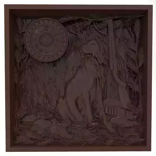 The hunting time Bas relief 3D print model