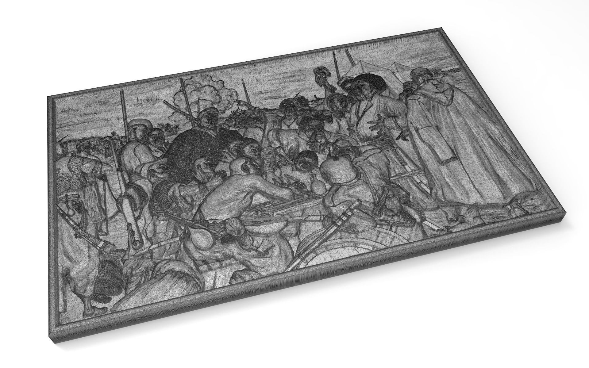 Reply of the Zaporozhian Cossacks Bas relief 3D print model_2