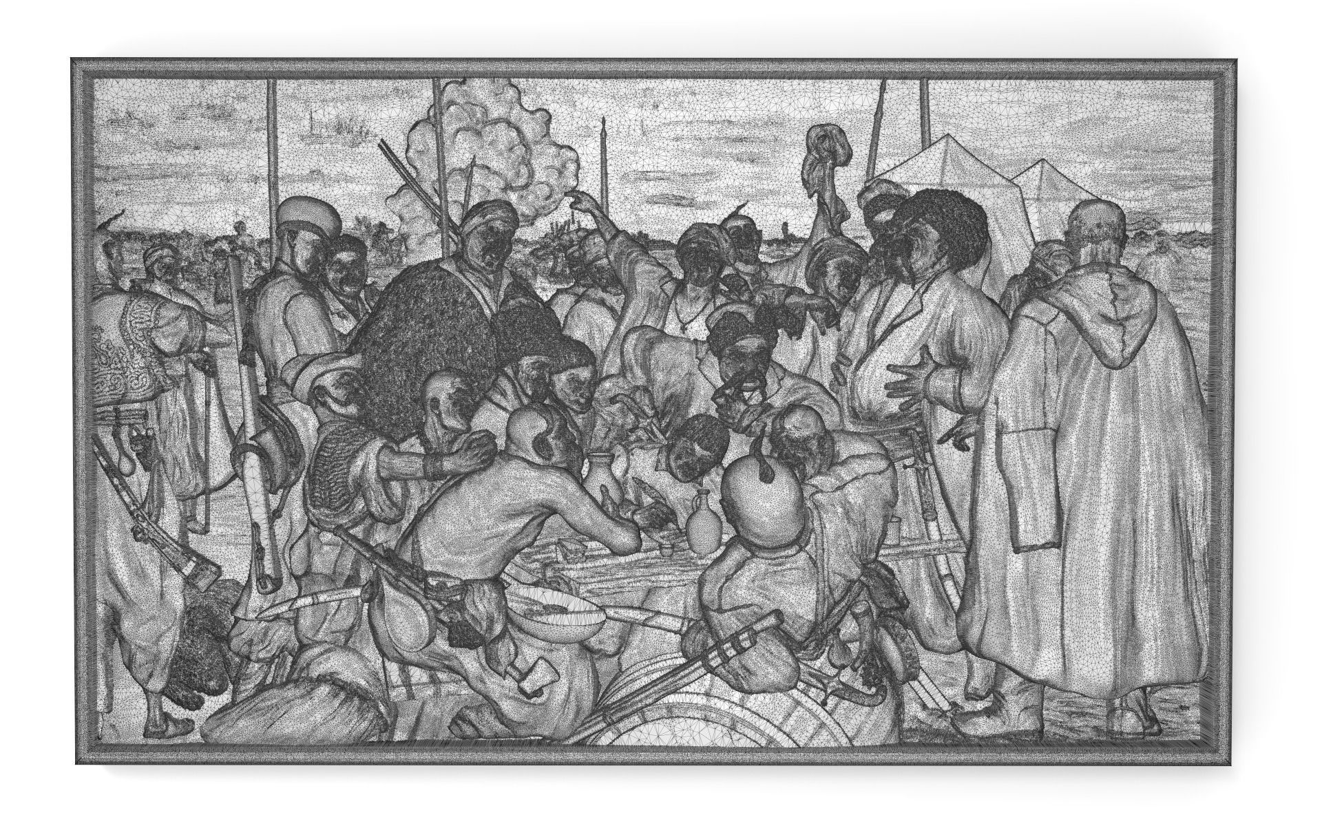 Reply of the Zaporozhian Cossacks Bas relief 3D print model_3