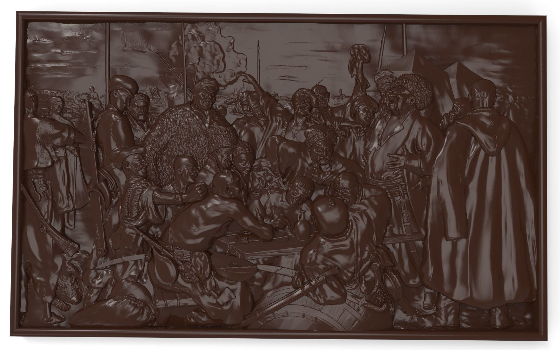 Reply of the Zaporozhian Cossacks Bas relief 3D print model_1