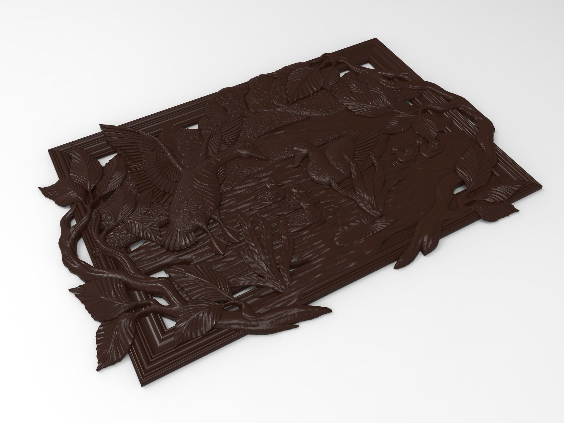 Geese on the pond bas relief for CNC 3D print model_1