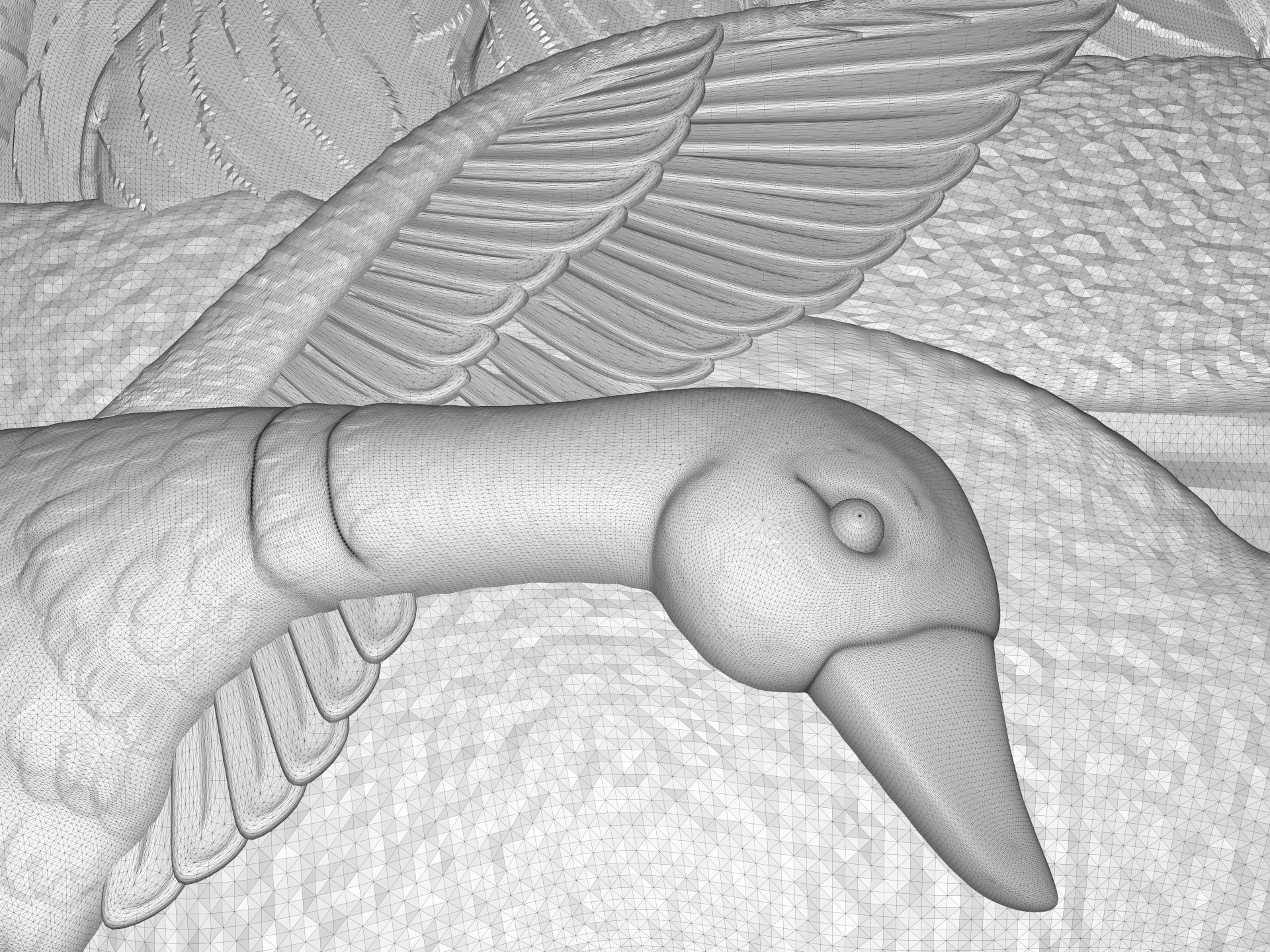 Geese on the pond bas relief for CNC 3D print model_4