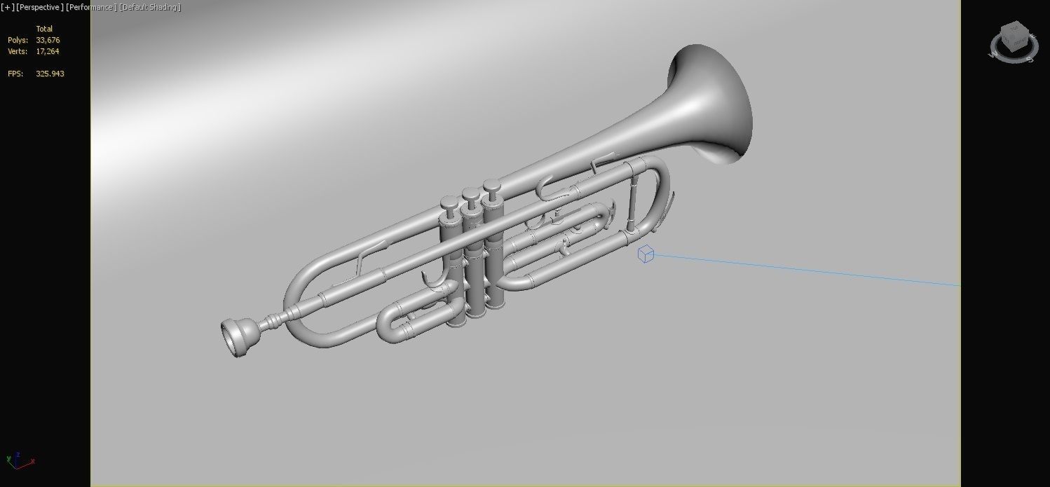 Trumpet silver 3D model_3