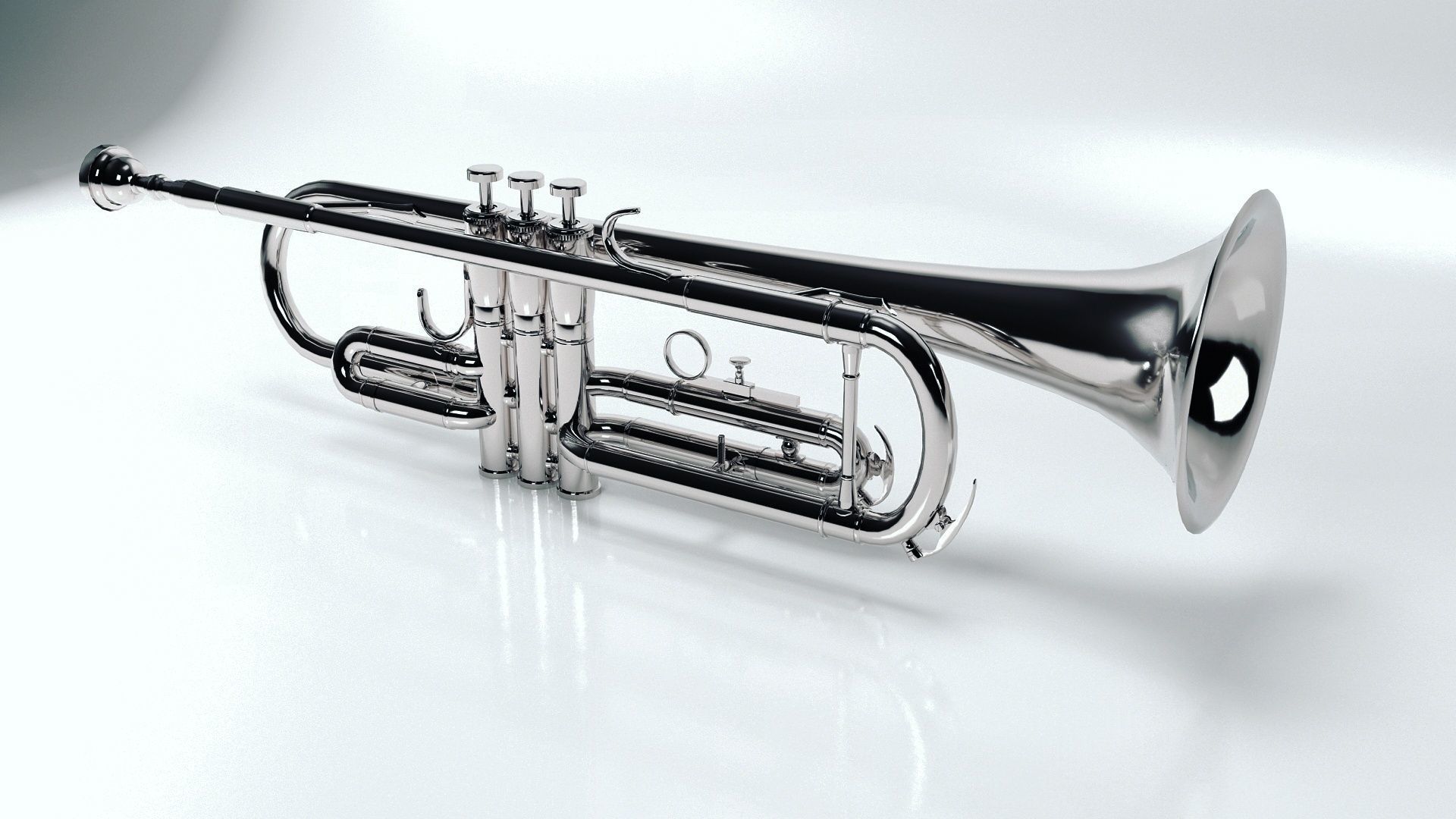 Trumpet silver 3D model_1